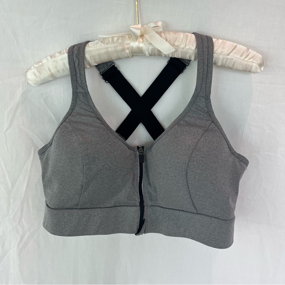 Kyodan Gray Zip-Front Sports Bra Size:XL